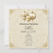 クリスマスパーフォーマルティタイム招待状金ゴールド 招待状 (正面)