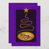 クリスマスパープルと金ゴールドパーティの招待状招待状 招待状 (正面/裏面)