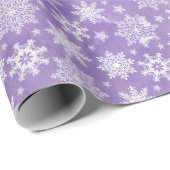 クリスマスパープルの水の色のスノーフレークパーティーラップ ラッピングペーパー (ロールコーナー)