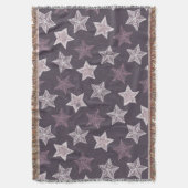 クリスマスパープルスノーフレーク星模様 スローブランケット (正面縦)
