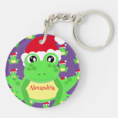 クリスマスパープルフロッグサンタハットパターンノベルティ キーホルダー (裏面)