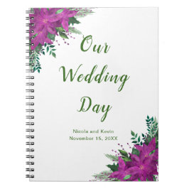 クリスマスパープルポインセチアウェディングプランナー ノートブック