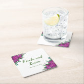 クリスマスパープルポインセチア結婚花 スクエアペーパーコースター (インサイチュ)