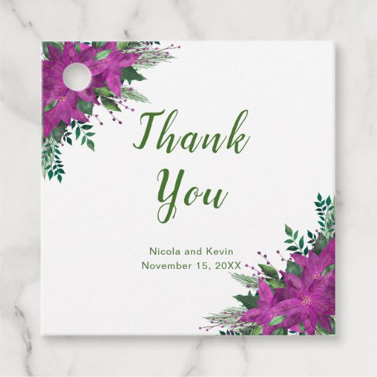 クリスマスパープルポインセチア結婚花 フェイバータグ (正面)