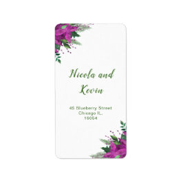 クリスマスパープルポインセチア結婚花 ラベル