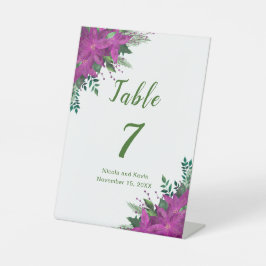 クリスマスパープルポインセチア結婚花 台座サイン