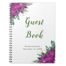 クリスマスパープル結婚ポインセチアのゲストブック