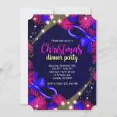 クリスマスパープル&ブルーディナーパーティーチケット招待状 招待状 (正面)