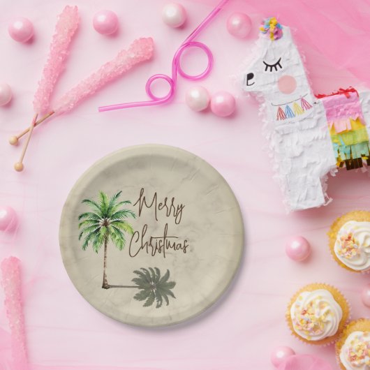 クリスマスパームエレガントメリー ペーパープレート (パーティー)