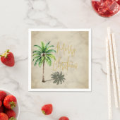 クリスマスパームエレガント金ゴールドメリー スタンダードカクテルナプキン (インサイチュ)