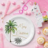 クリスマスパームエレガント金ゴールドメリー ペーパープレート (パーティー)