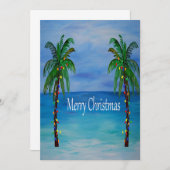 クリスマスパームツリーのトロピカルなホリデーカード 招待状 (正面/裏面)