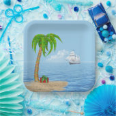 クリスマスパームツリーアンドボート ペーパープレート (パーティー)