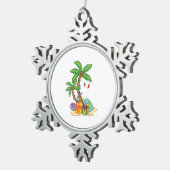 クリスマスパームツリートロピカルクリスマスココナッツライト スノーフレークピューターオーナメント (右)