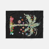 クリスマスパームツリートロピカルクリスマスビーチフロリダハ フリースブランケット (正面(横))