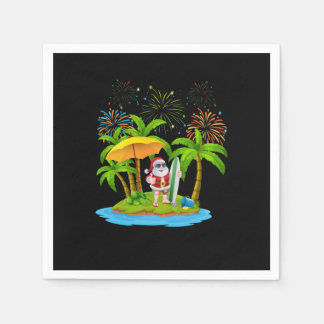 クリスマスパームツリートロピカルクリスマスライト スタンダードカクテルナプキン