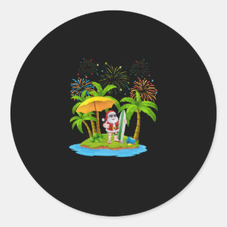 クリスマスパームツリートロピカルクリスマスライト ラウンドシール