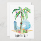 クリスマスパームツリーハッピーホリデーズビーチ シーズンカード (正面/裏面)