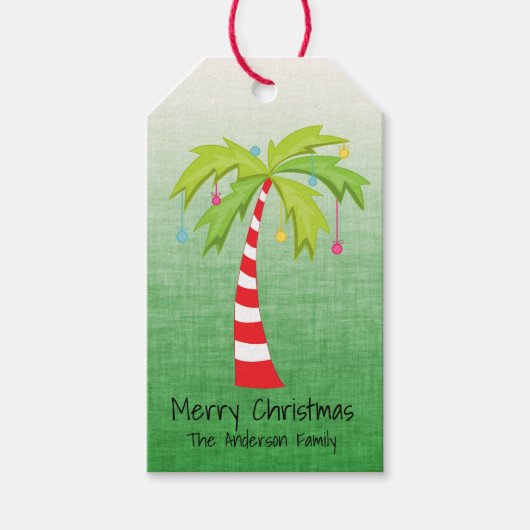 クリスマスパームツリーパーソナライズされたギフトラベル ギフトタグ (正面)