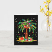 クリスマスパームツリーライトハワイアントロピカルクリスマス カード (黄色い花)