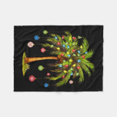 クリスマスパームツリーライトハワイアントロピカルクリスマス フリースブランケット (正面(横))