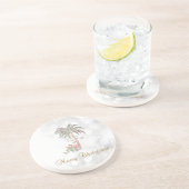 クリスマスパームツリー，プレゼント，ストリングライト，《写真》ぼけ味 コースター (側面)