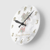 クリスマスパームツリー，プレゼント，ストリングライト，《写真》ぼけ味 ラウンド壁時計 (傾斜)