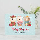 クリスマスパール – トナカイのクマ&ウサギ シーズンカード (スタンド正面)