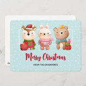 クリスマスパール – トナカイのクマ&ウサギ シーズンカード (正面/裏面)