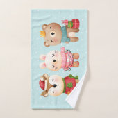 クリスマスパール – トナカイのクマ&ウサギ バスタオルセット (ハンドタオル)