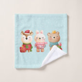 クリスマスパール – トナカイのクマ&ウサギ バスタオルセット (ウォッシュタオル)