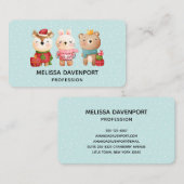 クリスマスパール – トナカイのクマ&ウサギ 名刺 (正面/裏面)