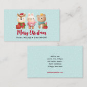 クリスマスパール – トナカイのクマ&ウサギ 名刺 (正面/裏面)