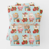 クリスマスパール – トナカイのクマ&ラビットパターン ラッピングペーパーシート (インサイチュ)