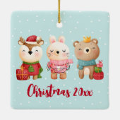 クリスマスパール – トナカイ、クマ&ウサギ セラミックオーナメント (裏面)