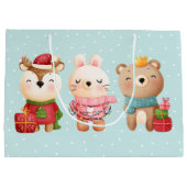 クリスマスパール – トナカイ、クマ&ウサギ ラージペーパーバッグ (裏面)