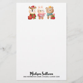 クリスマスパール – トナカイ、クマ&ウサギ 便箋