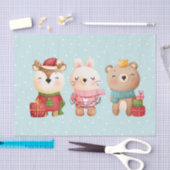 クリスマスパール – トナカイ、クマ&ウサギ 薄葉紙 (クラフト)