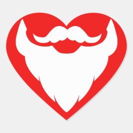 クリスマスヒゲと口ひげサンタの赤いステッカー ハートシール