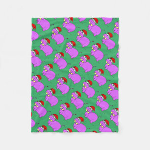 クリスマスヒッポグリーンフリースブランケット フリースブランケット