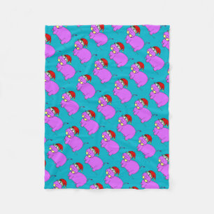 クリスマスヒッポブルーフリースブランケット フリースブランケット