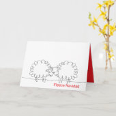 クリスマスヒツジ カード (黄色い花)