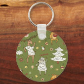 クリスマスヒツジ：動物のヴィンテージイラストレーション。 キーホルダー (裏面)
