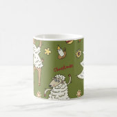 クリスマスヒツジ：動物のヴィンテージイラストレーション。 コーヒーマグカップ (中央)