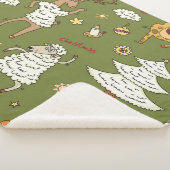 クリスマスヒツジ：動物のヴィンテージイラストレーション。 シェルパブランケット (3/4)