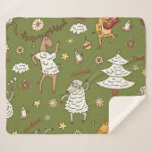 クリスマスヒツジ：動物のヴィンテージイラストレーション。 シェルパブランケット (正面(横))