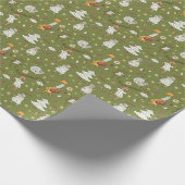 クリスマスヒツジ:動物のヴィンテージイラストレーション。 ラッピングペーパー (角)