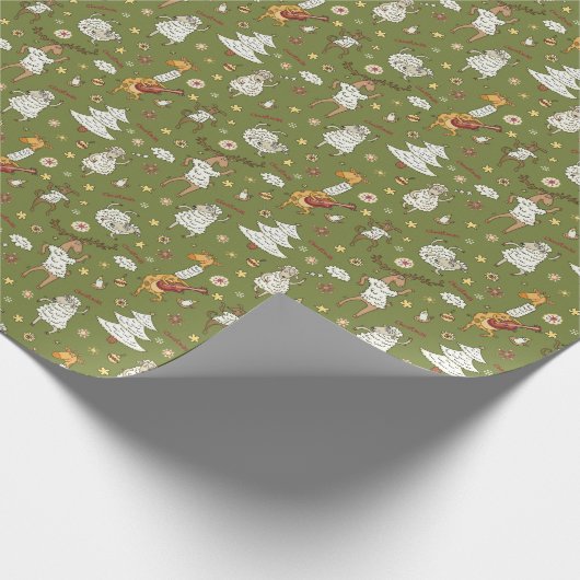 クリスマスヒツジ:動物のヴィンテージイラストレーション。 ラッピングペーパー (角)