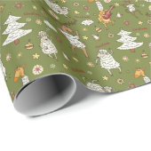 クリスマスヒツジ:動物のヴィンテージイラストレーション。 ラッピングペーパー (ロールコーナー)