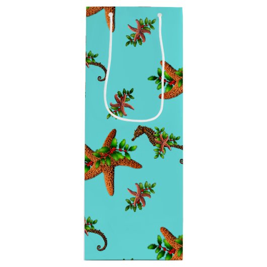 クリスマスヒトデの海の馬 ワインギフトバッグ (正面)